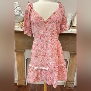 ARULA Pink and White Ruffled Sundress